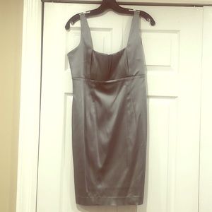 Fitted shiny silver strappy cocktail dress!